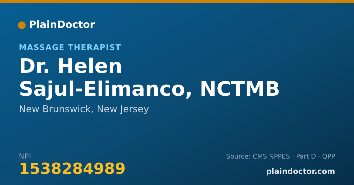 Shareable card for Helen Sajul-Elimanco, NCTMB - Massage Therapist, New Brunswick, NJ