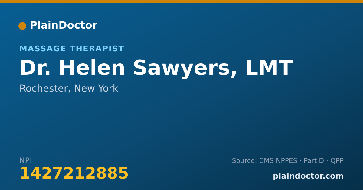 Shareable card for Helen Sawyers, LMT - Massage Therapist, Rochester, NY