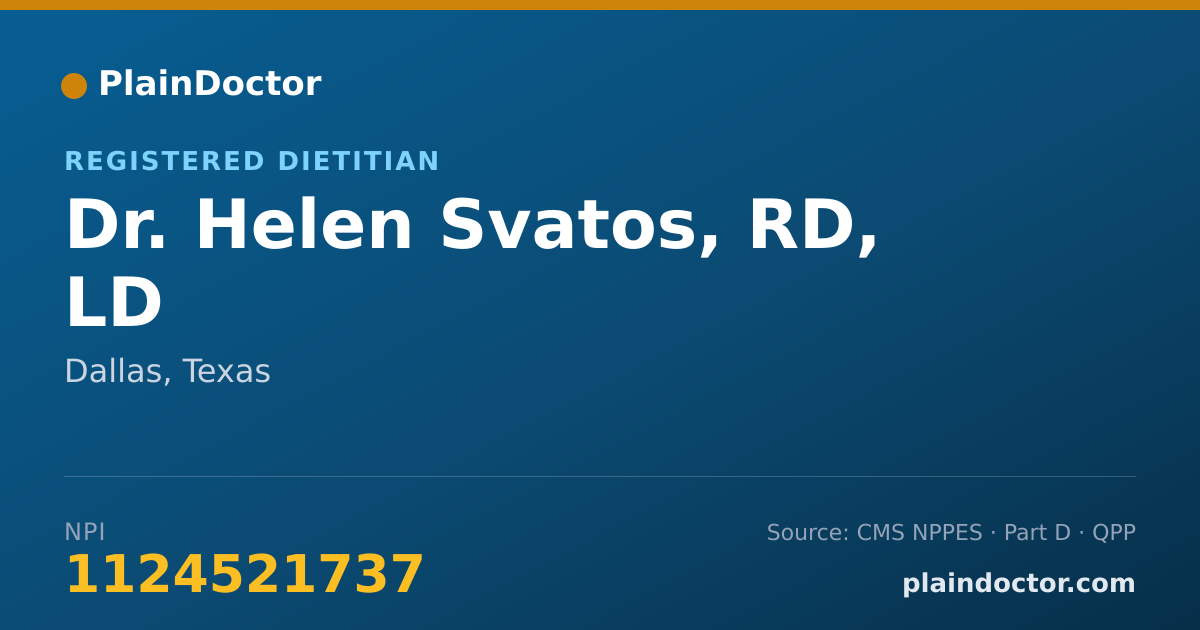 Shareable card for Helen Svatos, RD, LD - Registered Dietitian, Dallas, TX