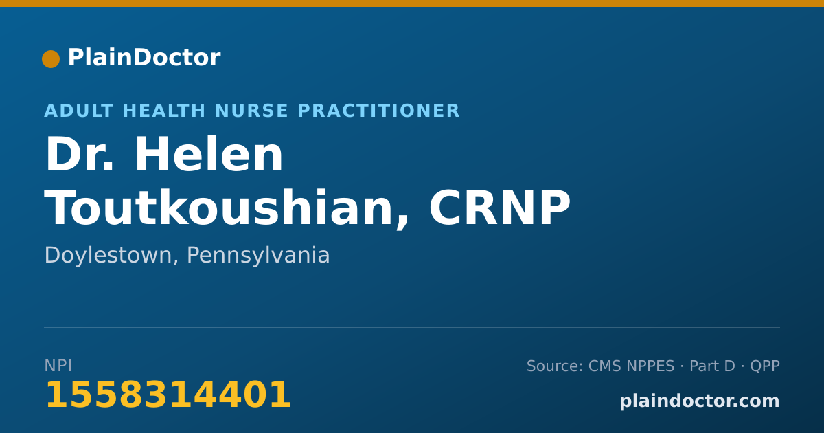 Shareable card for Helen Toutkoushian, CRNP - Adult Health Nurse Practitioner, Doylestown, PA