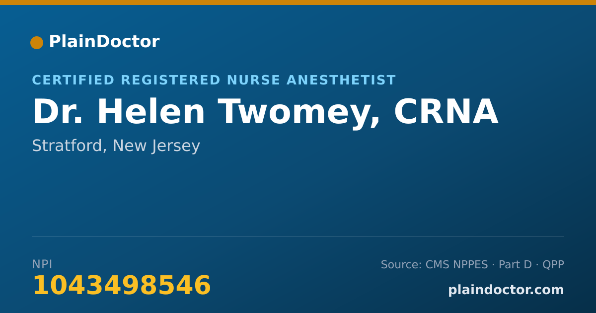 Shareable card for Helen Twomey, CRNA - Certified Registered Nurse Anesthetist, Stratford, NJ