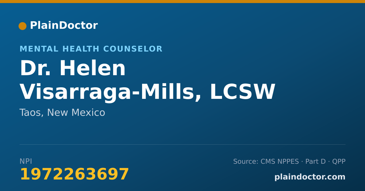 Shareable card for Helen Visarraga-Mills, LCSW - Mental Health Counselor, Taos, NM
