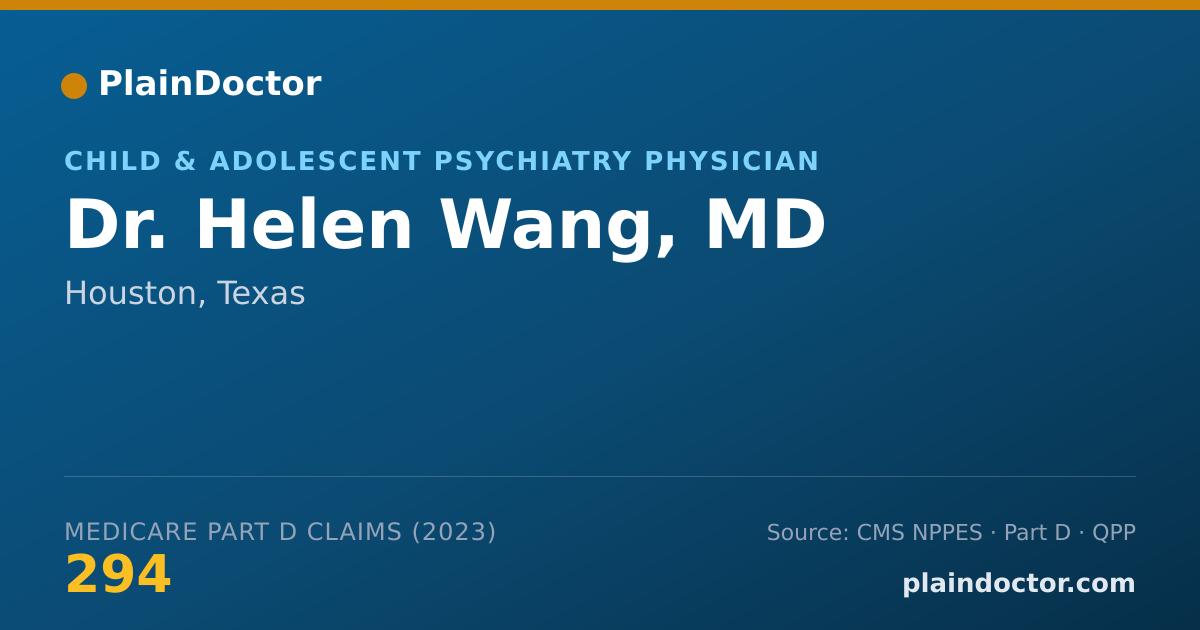 Shareable card for Helen Wang, MD - Child & Adolescent Psychiatry Physician, Houston, TX