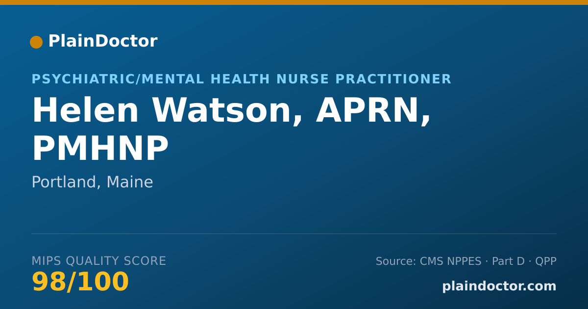 Shareable card for Helen Watson, APRN, PMHNP - Psychiatric/Mental Health Nurse Practitioner, Portland, ME