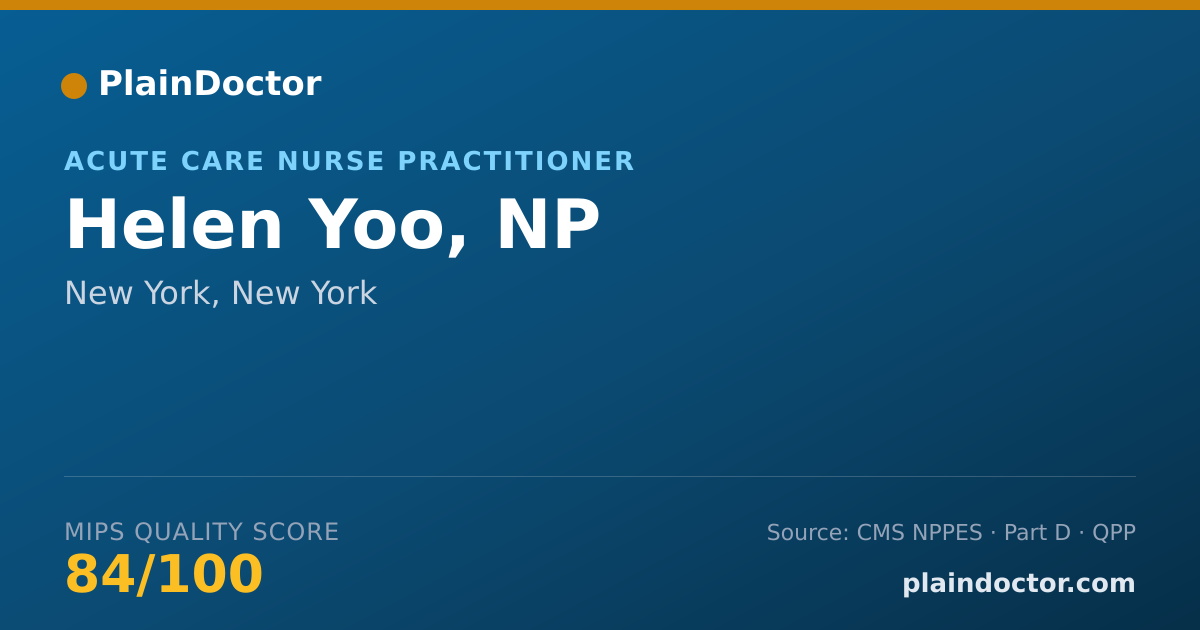 Shareable card for Helen Yoo, NP - Acute Care Nurse Practitioner, New York, NY