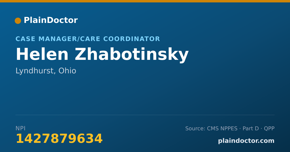 Shareable card for Helen Zhabotinsky - Case Manager/Care Coordinator, Lyndhurst, OH