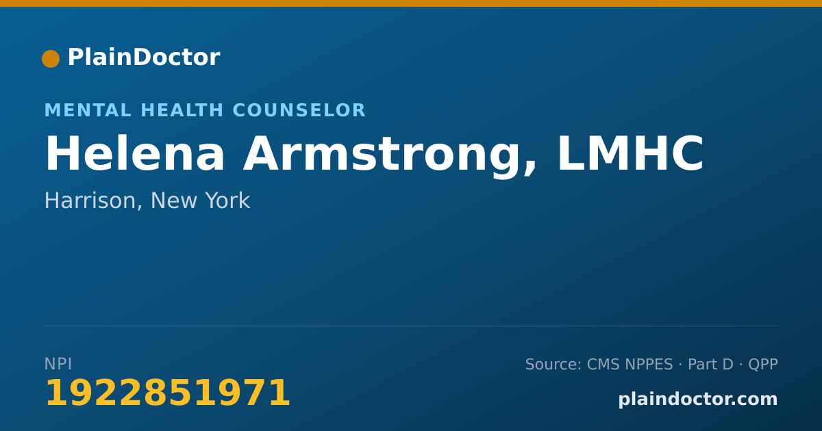 Shareable card for Helena Armstrong, LMHC - Mental Health Counselor, Harrison, NY