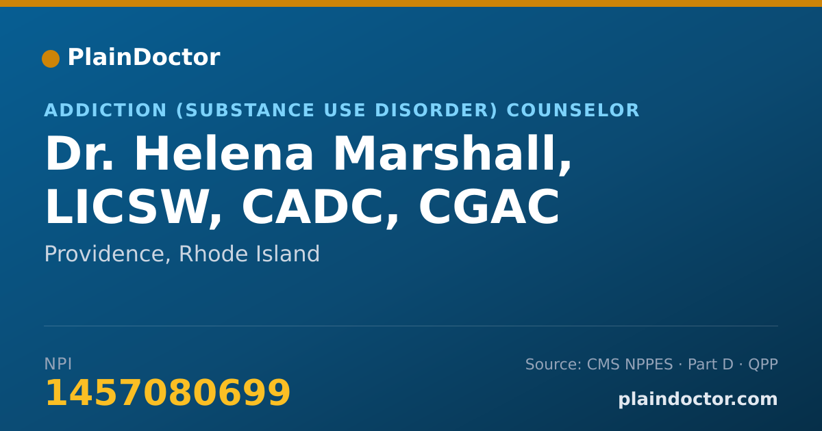 Shareable card for Helena Marshall, LICSW, CADC, CGAC - Addiction (Substance Use Disorder) Counselor, Providence, RI