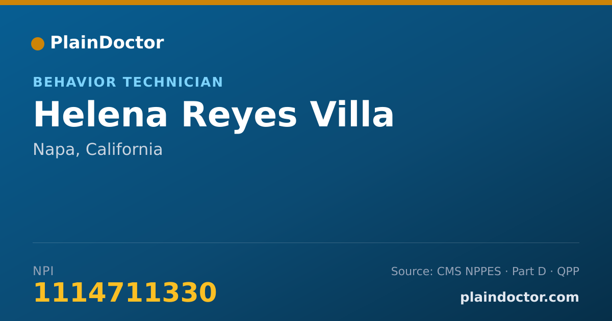 Shareable card for Helena Reyes Villa - Behavior Technician, Napa, CA