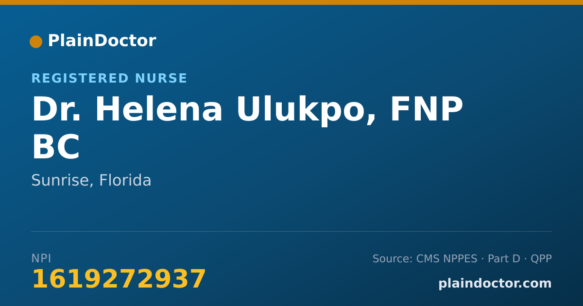 Shareable card for Helena Ulukpo, FNP BC - Registered Nurse, Sunrise, FL