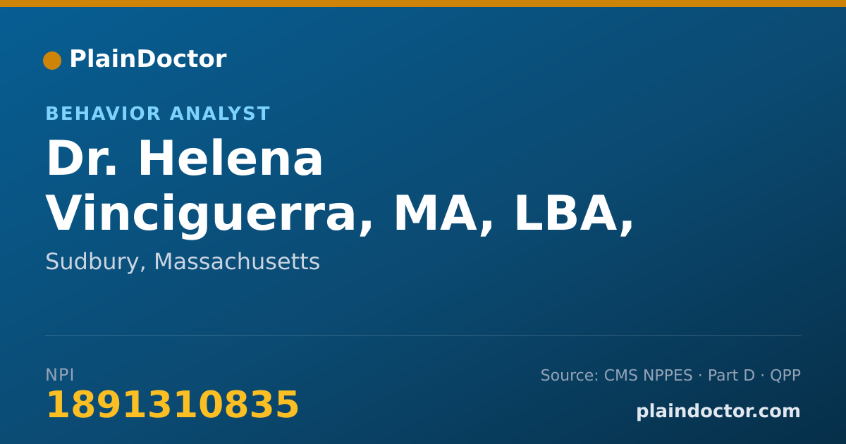 Shareable card for Helena Vinciguerra, MA, LBA, BCBA - Behavior Analyst, Sudbury, MA
