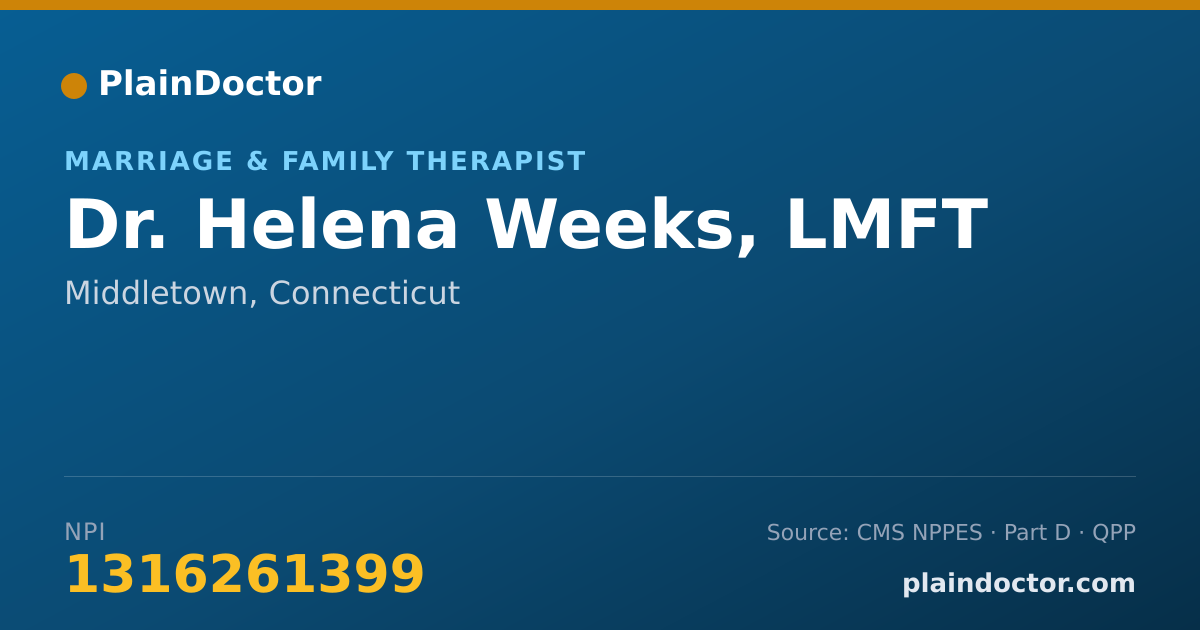 Shareable card for Helena Weeks, LMFT - Marriage & Family Therapist, Middletown, CT