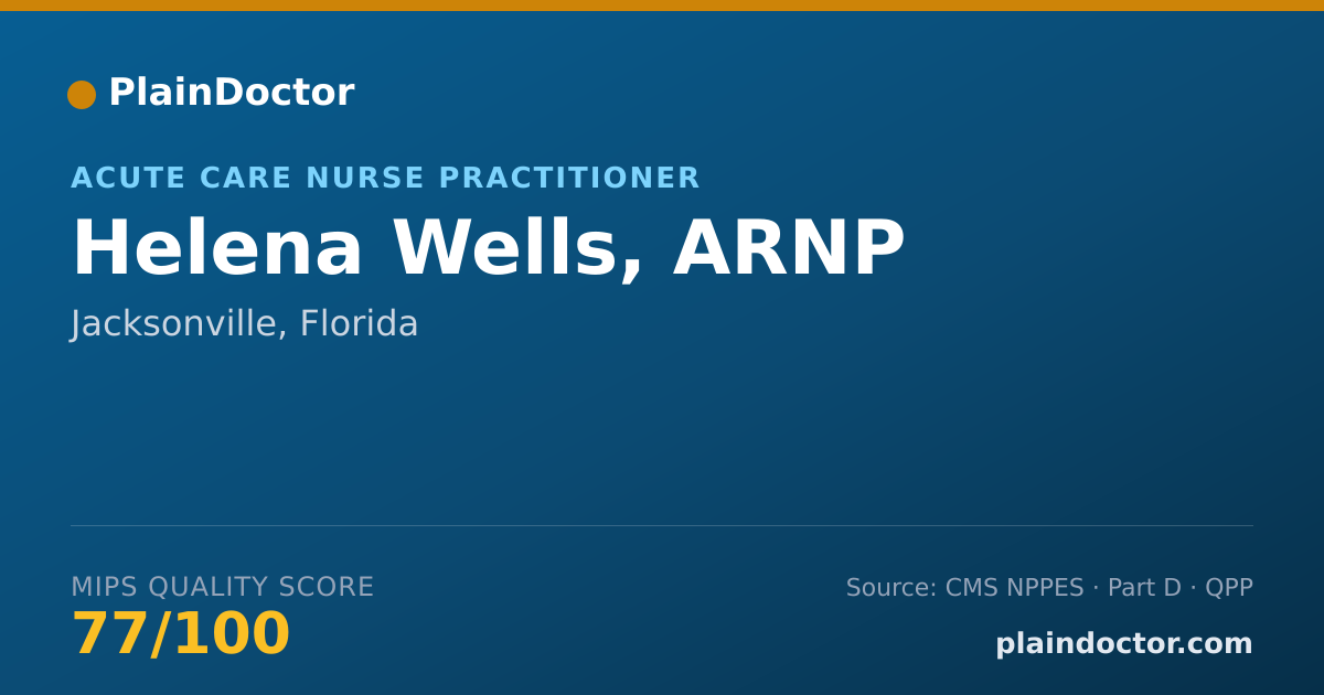 Shareable card for Helena Wells, ARNP - Acute Care Nurse Practitioner, Jacksonville, FL