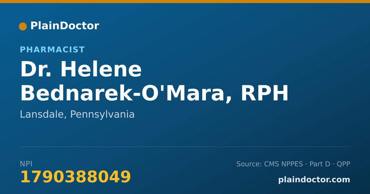 Shareable card for Helene Bednarek-O'Mara, RPH - Pharmacist, Lansdale, PA
