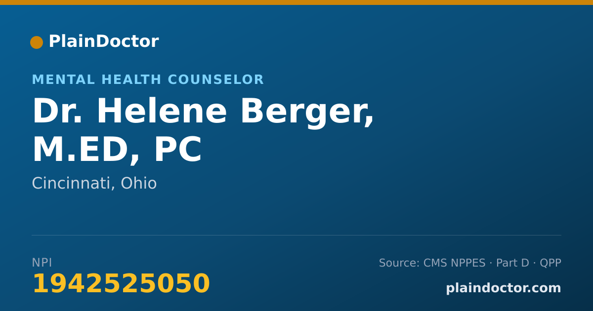 Shareable card for Helene Berger, M.ED, PC - Mental Health Counselor, Cincinnati, OH