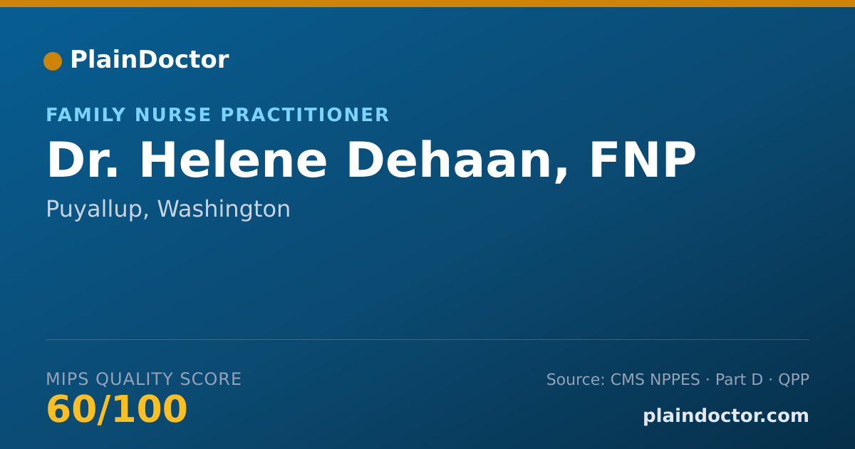 Shareable card for Helene Dehaan, FNP - Family Nurse Practitioner, Puyallup, WA