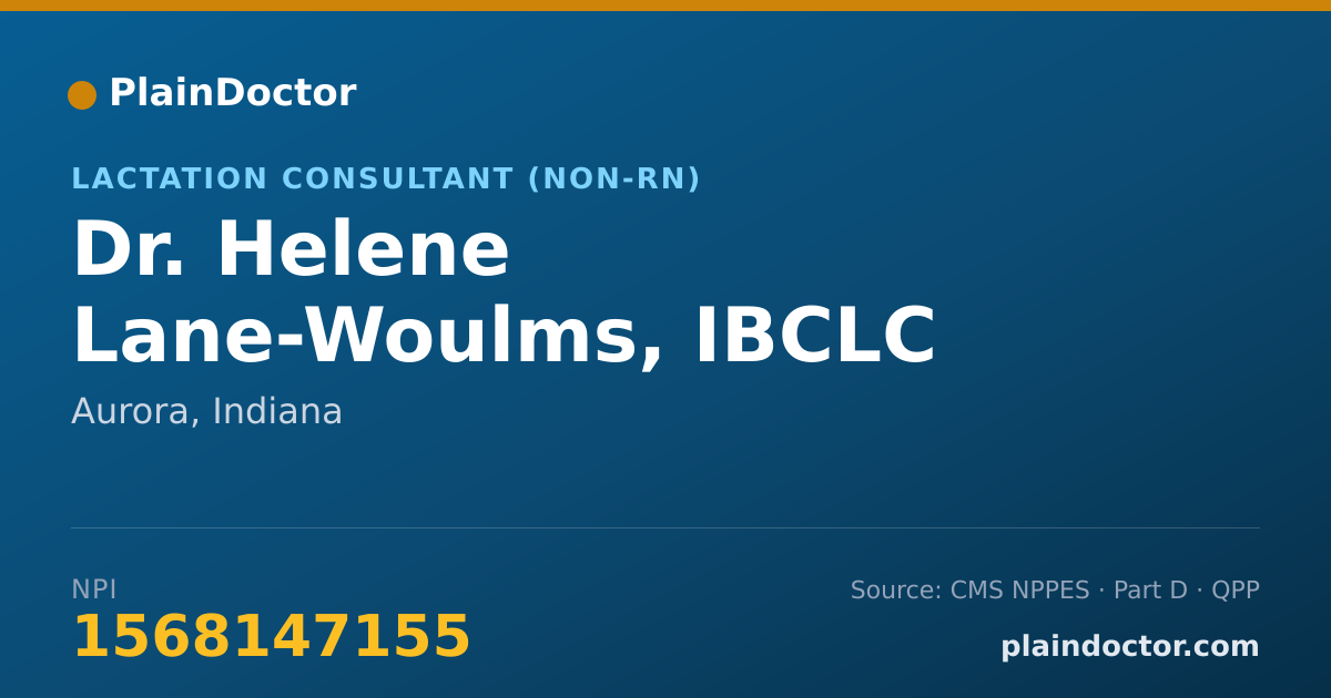 Shareable card for Helene Lane-Woulms, IBCLC - Lactation Consultant (Non-RN), Aurora, IN