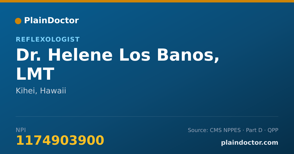Shareable card for Helene Los Banos, LMT - Reflexologist, Kihei, HI