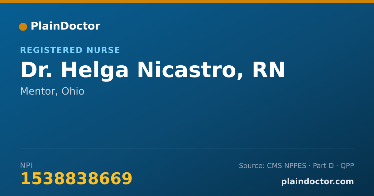 Shareable card for Helga Nicastro, RN - Registered Nurse, Mentor, OH