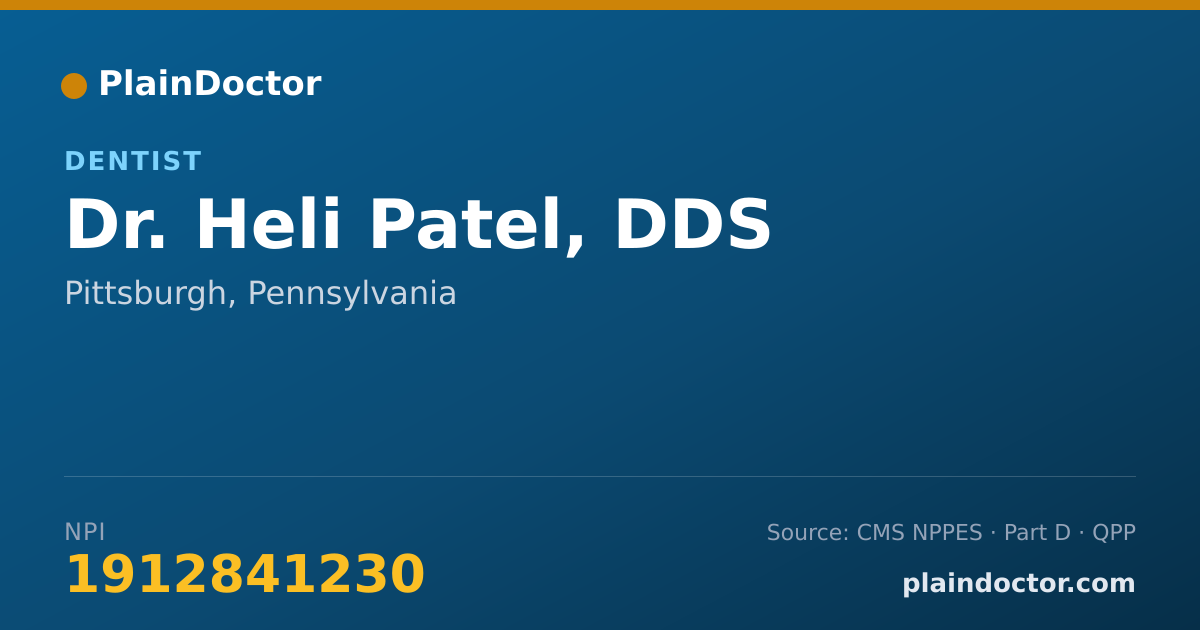 Shareable card for Heli Patel, DDS - Dentist, Pittsburgh, PA