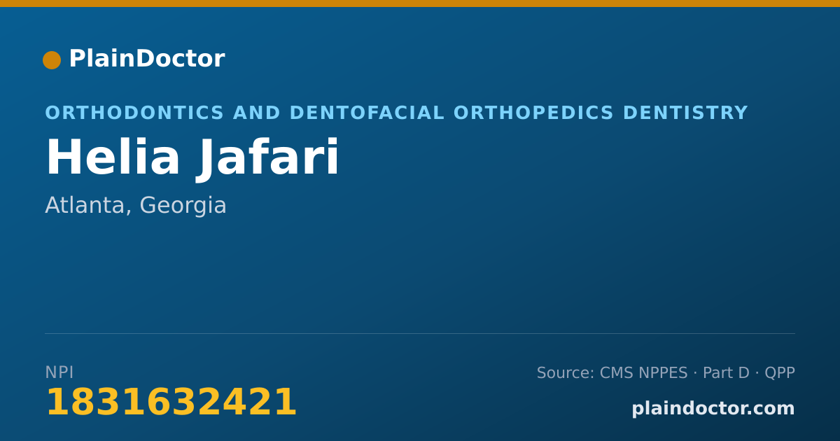 Shareable card for Helia Jafari - Orthodontics and Dentofacial Orthopedics Dentistry, Atlanta, GA