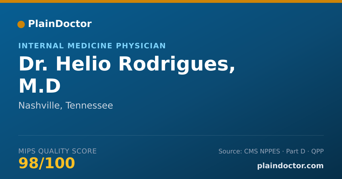 Shareable card for Helio Rodrigues, M.D - Internal Medicine Physician, Nashville, TN