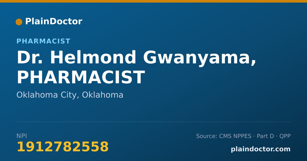 Shareable card for Helmond Gwanyama, PHARMACIST - Pharmacist, Oklahoma City, OK