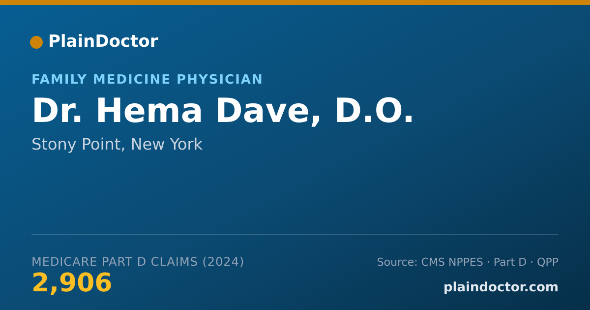 Shareable card for Hema Dave, D.O. - Family Medicine Physician, Stony Point, NY