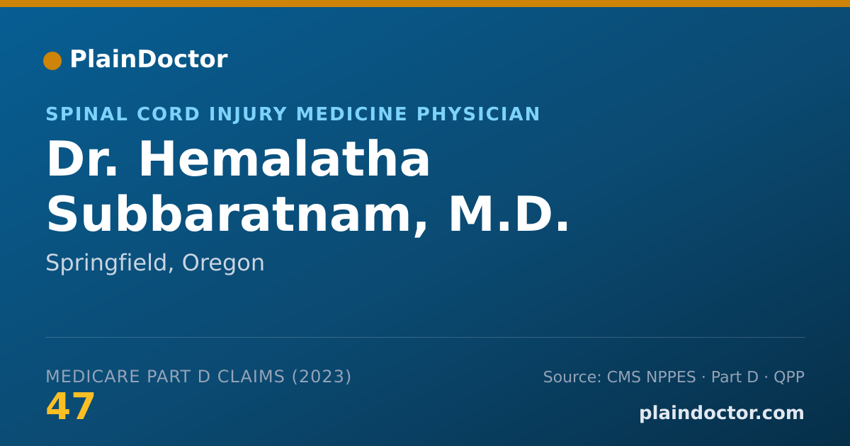 Shareable card for Hemalatha Subbaratnam, M.D. - Spinal Cord Injury Medicine Physician, Springfield, OR