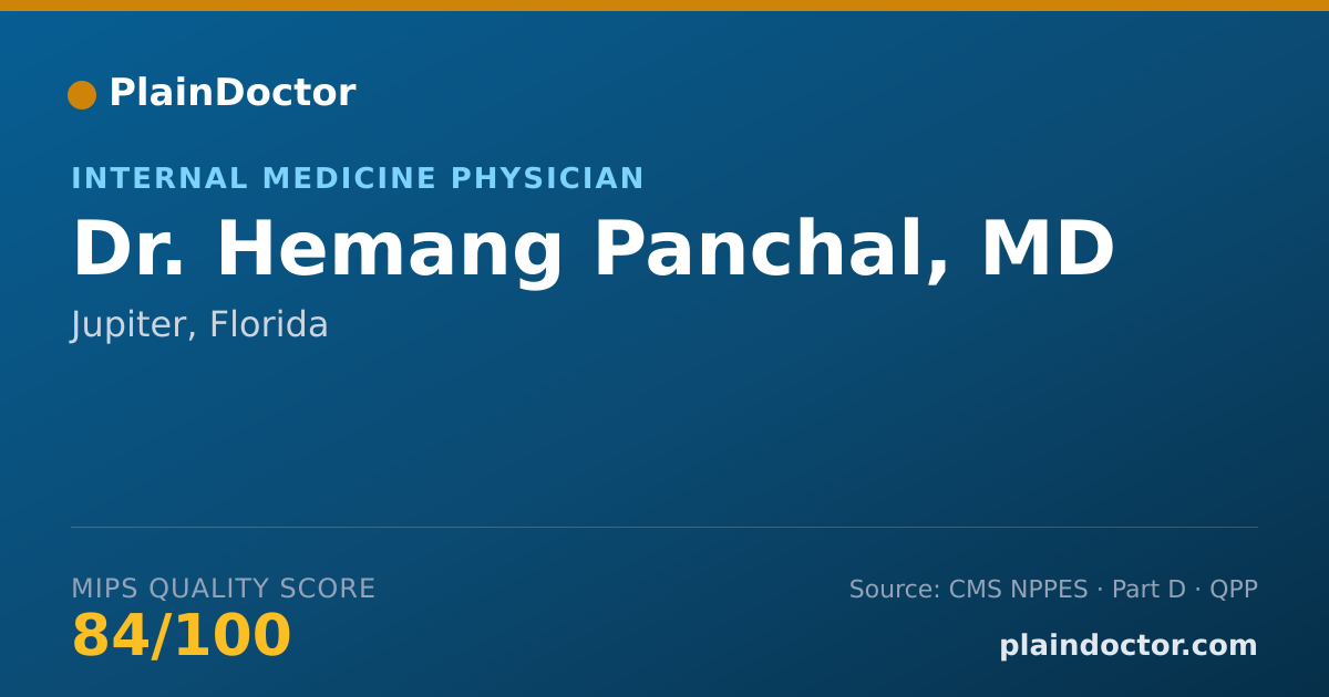 Shareable card for Hemang Panchal, MD - Internal Medicine Physician, Jupiter, FL