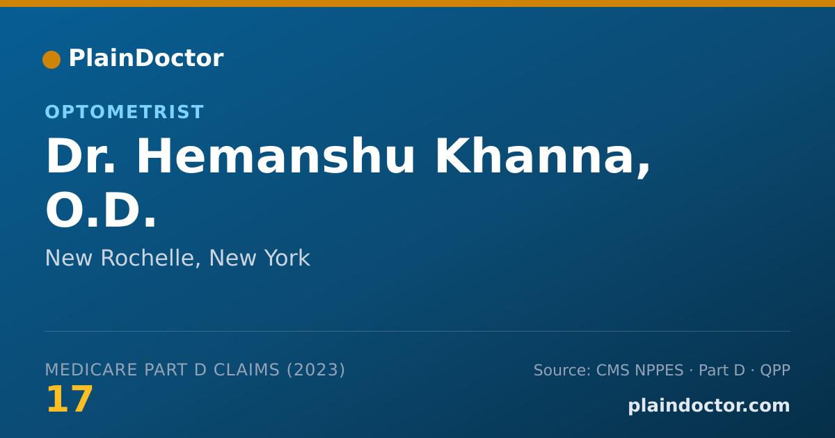 Shareable card for Hemanshu Khanna, O.D. - Optometrist, New Rochelle, NY