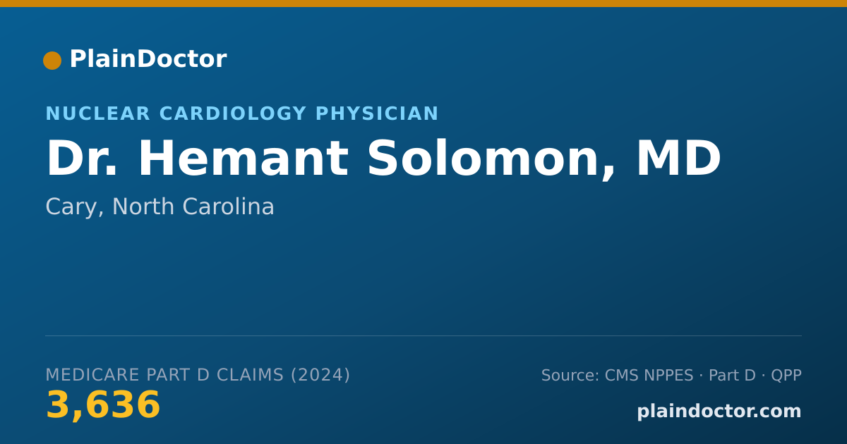 Shareable card for Hemant Solomon, MD - Nuclear Cardiology Physician, Cary, NC