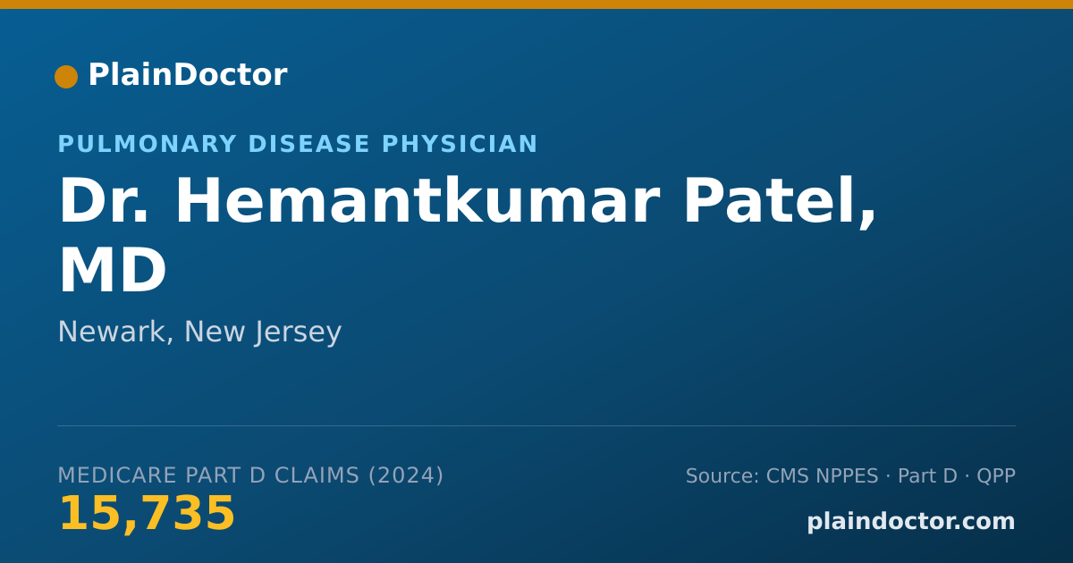 Shareable card for Hemantkumar Patel, MD - Pulmonary Disease Physician, Newark, NJ
