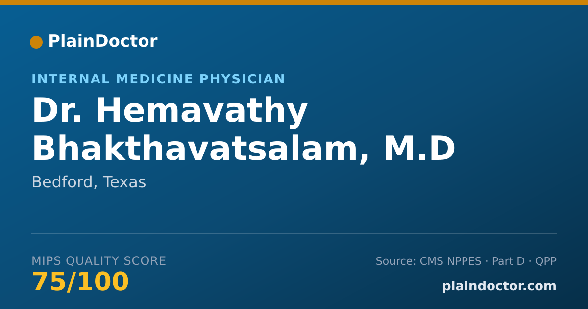 Shareable card for Hemavathy Bhakthavatsalam, M.D - Internal Medicine Physician, Bedford, TX