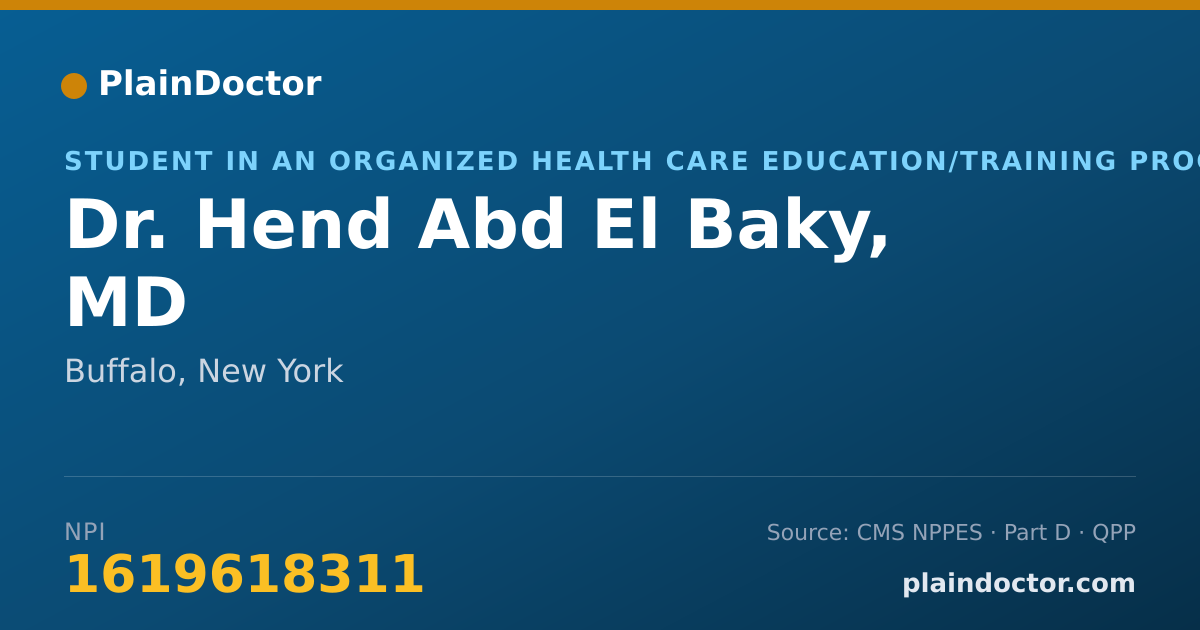 Shareable card for Hend Abd El Baky, MD - Student in an Organized Health Care Education/Training Program, Buffalo, NY