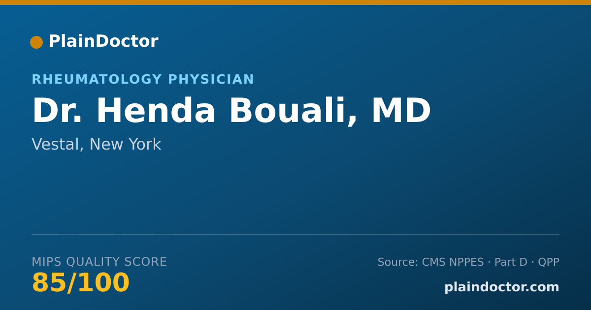 Shareable card for Henda Bouali, MD - Rheumatology Physician, Vestal, NY