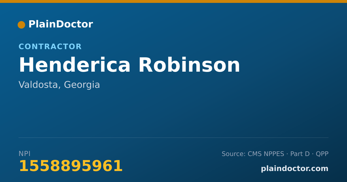 Shareable card for Henderica Robinson - Contractor, Valdosta, GA