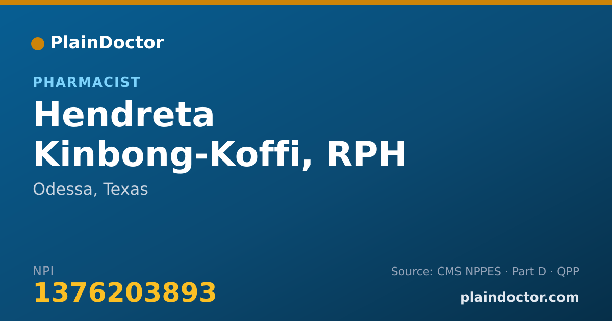 Shareable card for Hendreta Kinbong-Koffi, RPH - Pharmacist, Odessa, TX