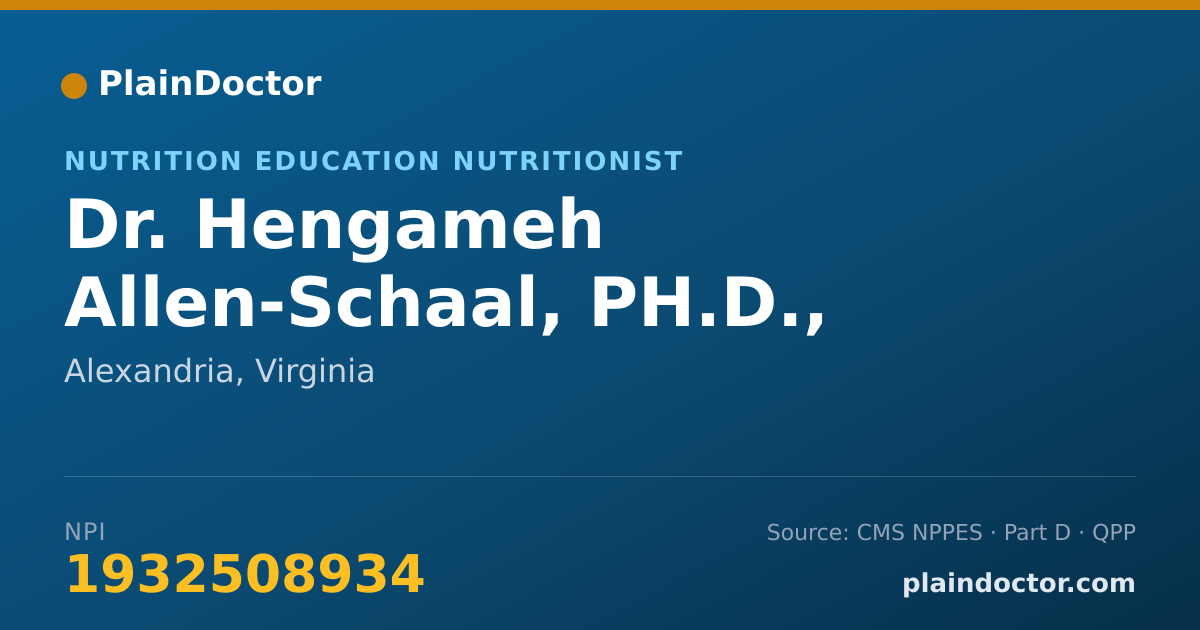 Shareable card for Hengameh Allen-Schaal, PH.D., MPH - Nutrition Education Nutritionist, Alexandria, VA