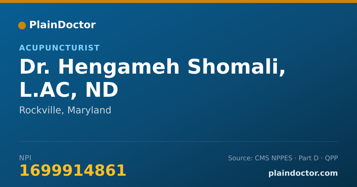 Shareable card for Hengameh Shomali, L.AC, ND - Acupuncturist, Rockville, MD