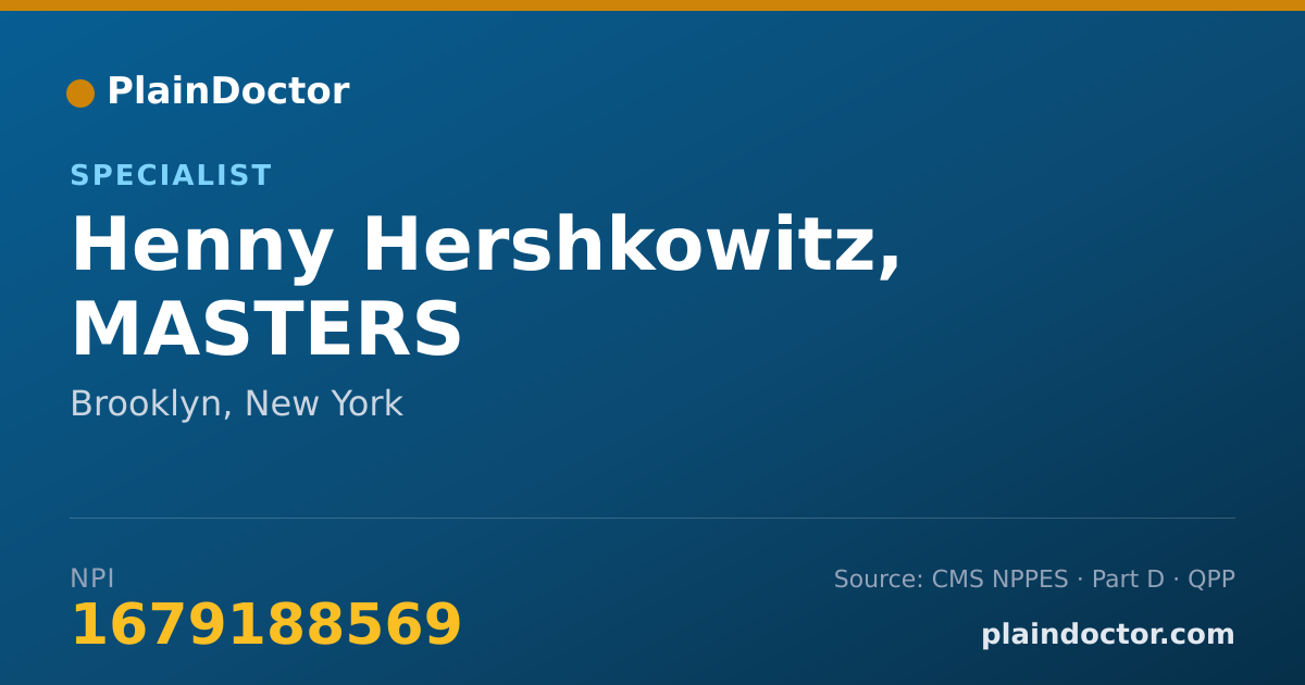 Shareable card for Henny Hershkowitz, MASTERS - Specialist, Brooklyn, NY