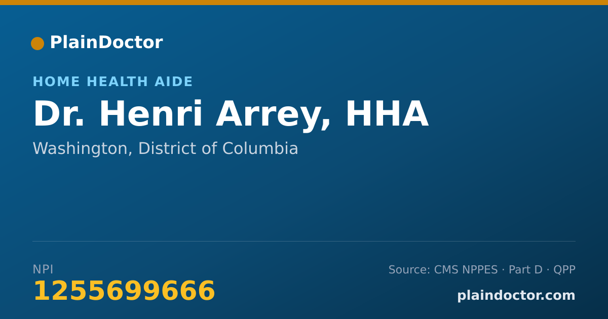 Shareable card for Henri Arrey, HHA - Home Health Aide, Washington, DC