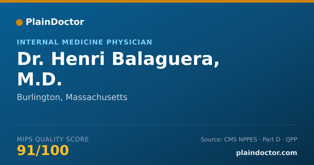 Shareable card for Henri Balaguera, M.D. - Internal Medicine Physician, Burlington, MA
