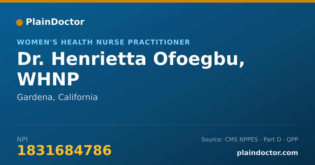 Shareable card for Henrietta Ofoegbu, WHNP - Women's Health Nurse Practitioner, Gardena, CA