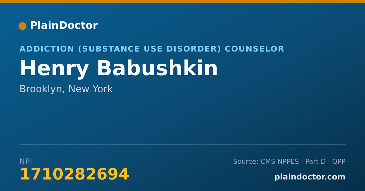 Shareable card for Henry Babushkin - Addiction (Substance Use Disorder) Counselor, Brooklyn, NY