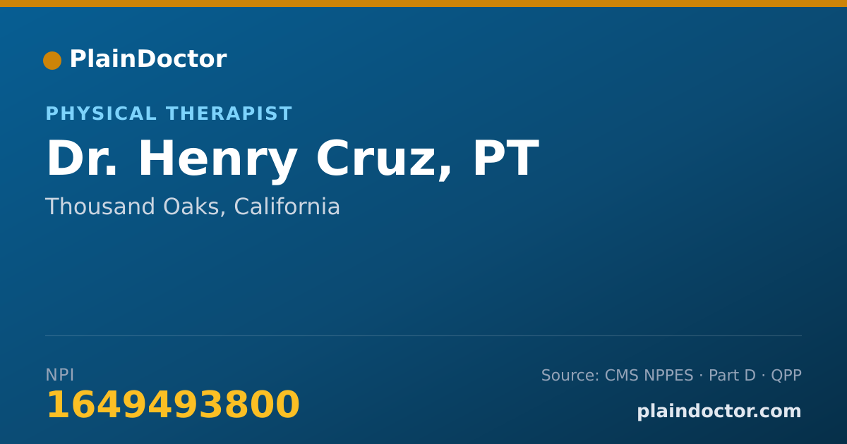 Shareable card for Henry Cruz, PT - Physical Therapist, Thousand Oaks, CA