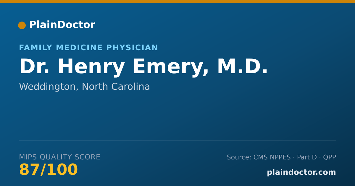 Shareable card for Henry Emery, M.D. - Family Medicine Physician, Weddington, NC