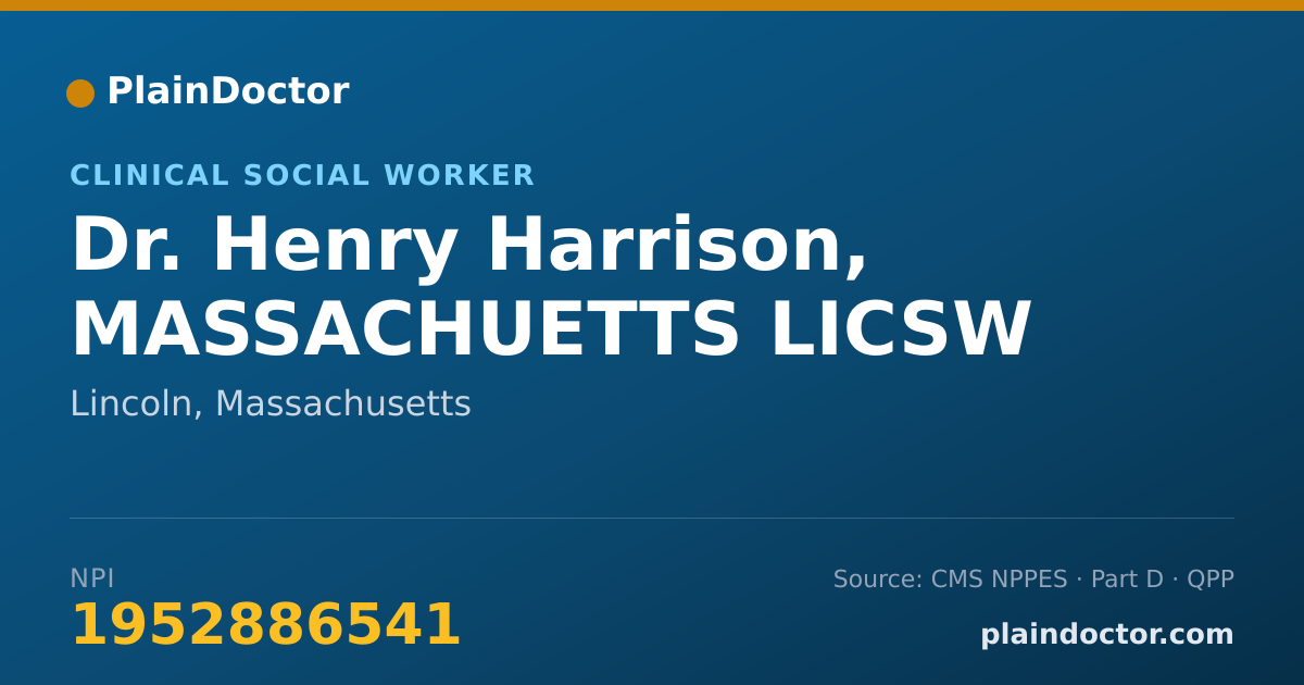 Shareable card for Henry Harrison, MASSACHUETTS LICSW - Clinical Social Worker, Lincoln, MA