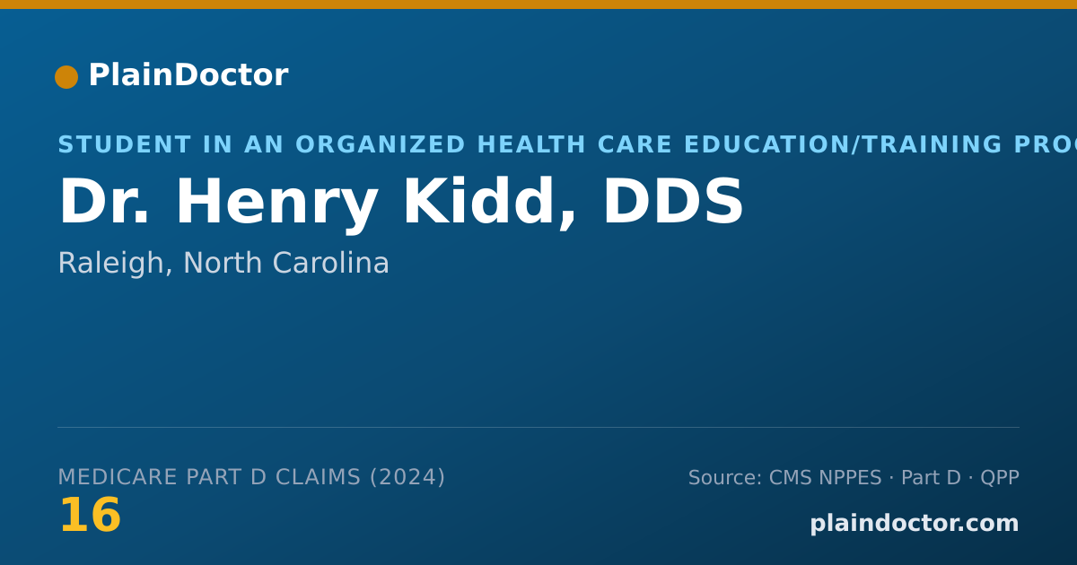 Shareable card for Henry Kidd, DDS - Student in an Organized Health Care Education/Training Program, Raleigh, NC
