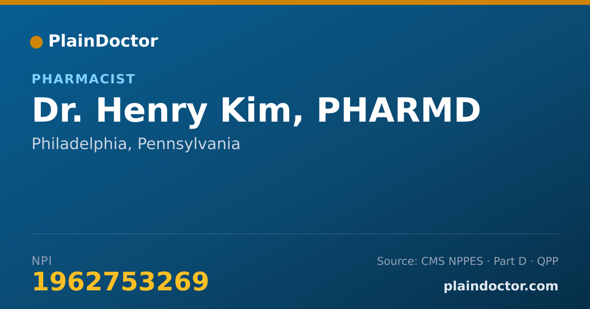 Shareable card for Henry Kim, PHARMD - Pharmacist, Philadelphia, PA
